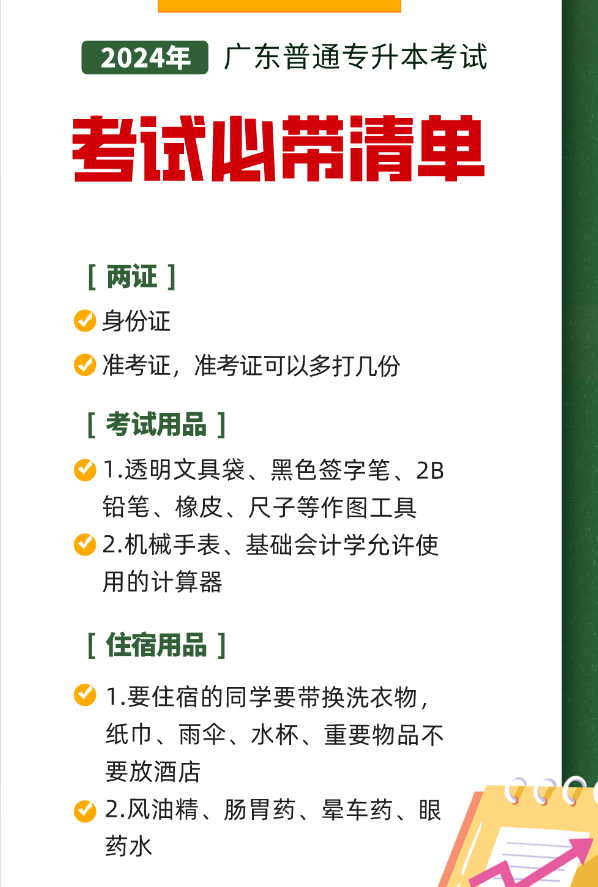 广东普通专升本(专插本)考试必带物品清单及常见问题处理方法 广东普通专升本(专插本)考试必带物品清单及常见问题处理方法